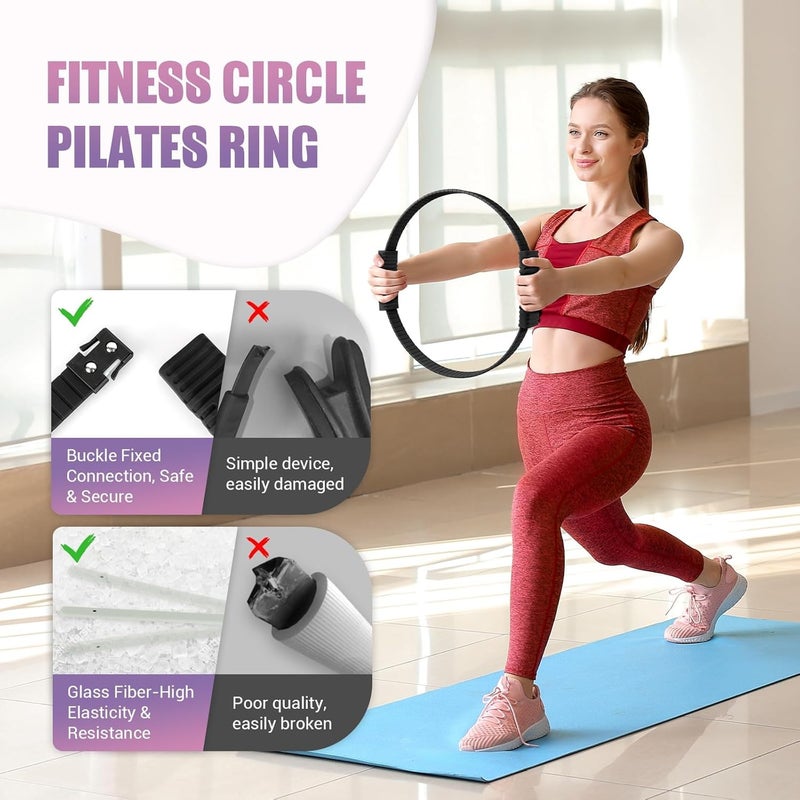 JHMFDDSB Pilates Ring Set, Pilates Essentials Kit with Pilates Ring and Ball, 3 Resistance Bands, Portable Bag & Training Poster, at Home Pilates Starter Workouts Equipment Kit for Women - Image 2